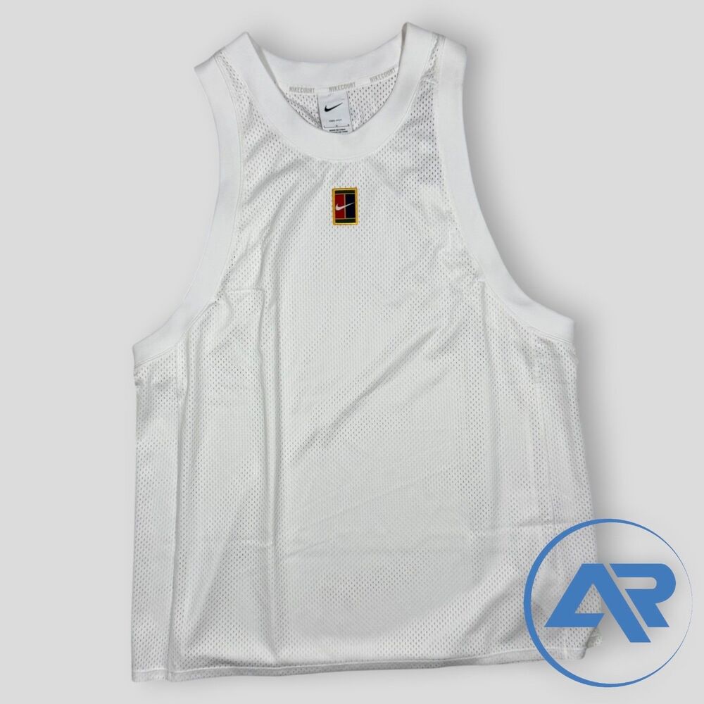 Nike NikeCourt Dri-FIT Tank Top Men's Large White Mesh Tennis HQ4418-100 Alcaraz